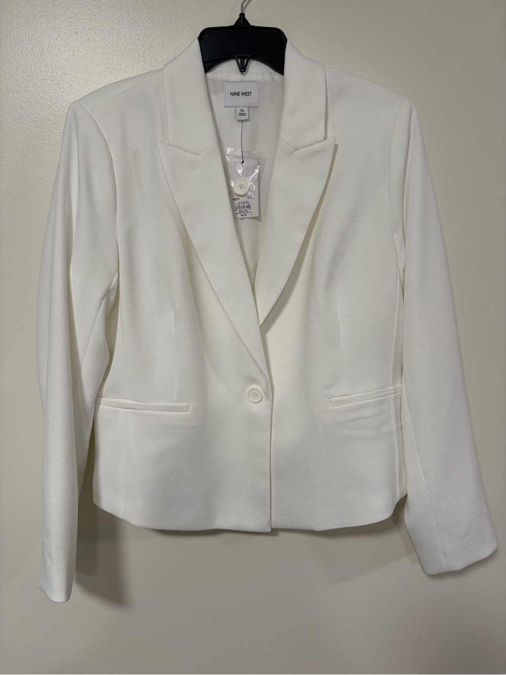 Nine West White Single-Button Tailored Blazer